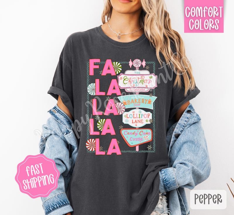 Christmas Candy Shop Comfort Colors, Trendy Women's Holiday Tshirt, Xmas Tee Hoodie, Sweatshirt | HypeDripTees.com