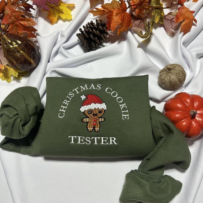 Christmas Cookie Baker Gingerbread Embroidered sweatshirt; Holiday crewneck T-Shirts, Hoodie | HypeDripTees.com