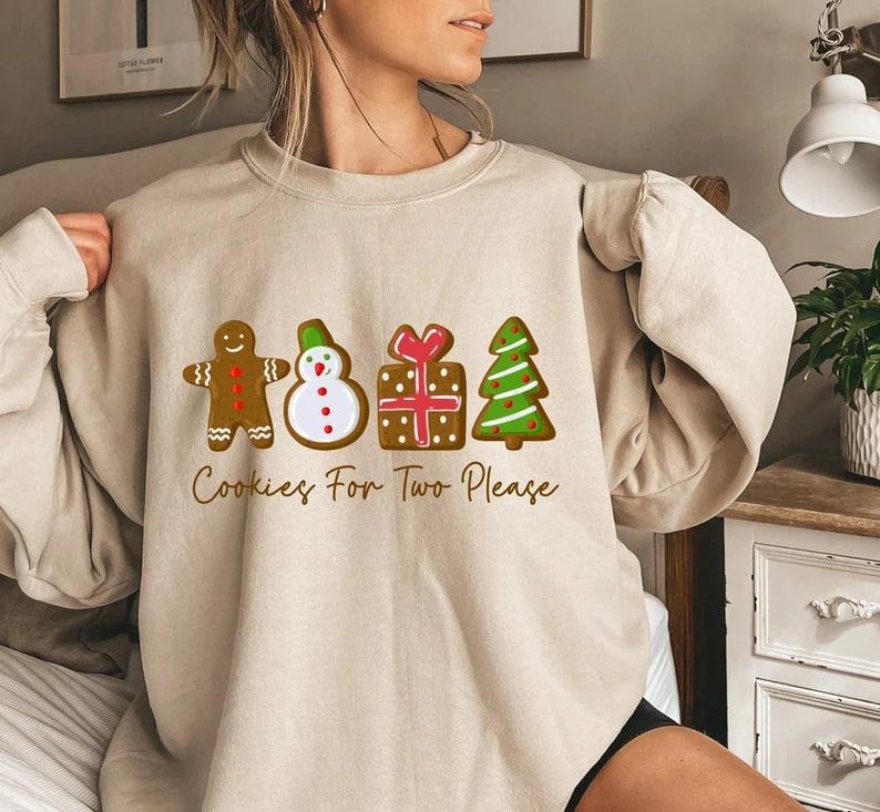 Christmas Cookies For Two Please Pregnancy Announcement Christmas Sweatshirt, Pregnancy Reveal Christmas Sweater,...