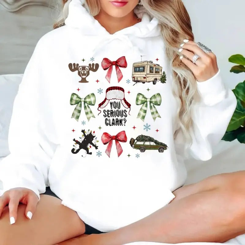 Christmas Coquette Bow Shirt, Funny Christmas Bow Hoodie, Retro Coquette Xmas, Unisex Sweater Pullover Tee Sweatshirt