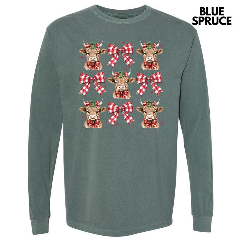Christmas Cow Coquette Collage Long Sleeve Comfort Colors T-Shirt 'NLB' Hoodie, Sweatshirt | HypeDripTees.com