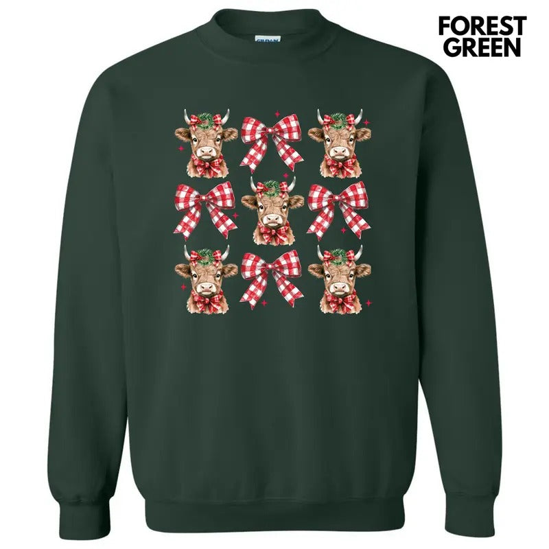 Christmas Cow Coquette Collage Sweatshirt 'NLB' T-Shirts, Hoodie | HypeDripTees.com