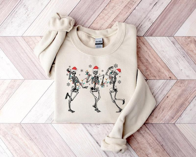 Christmas Dancing Skeleton Sweatshirt, Skeleton Christmas Shirt, Christmas Crewneck, Holiday Sweater, New Year Shirt,...