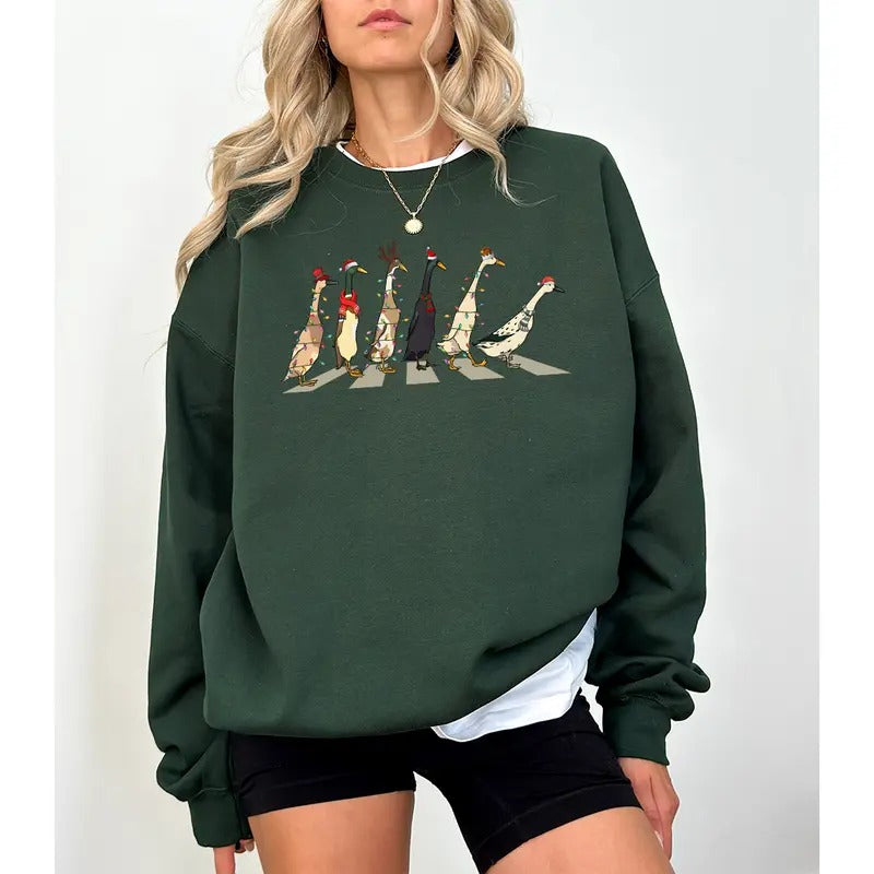 Christmas Ducks Sweatshirt, Duck Christmas Shirt For Women, Funny Animals Christmas Sweatshirt Hoodie | HypeDripTees.com