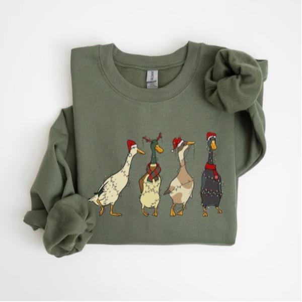 Christmas Ducks Sweatshirt, Duck Christmas Shirt For Women, Funny Animals Christmas Sweatshirt, Farm Lover Gift,Christmas...