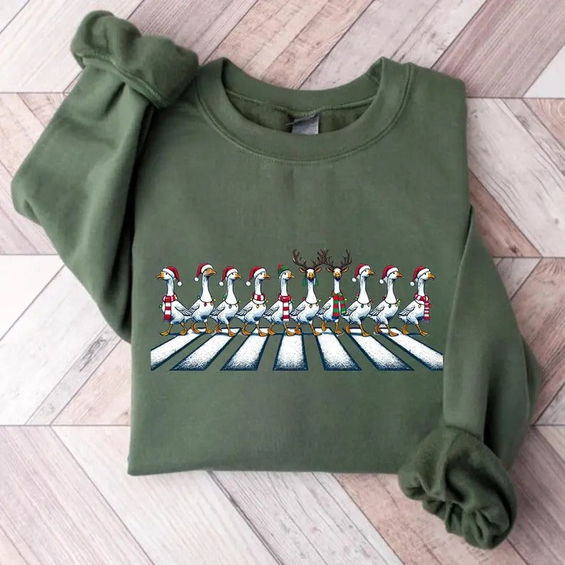 Christmas Ducks Sweatshirt, Funny Animals Christmas Sweatshirt, Farm Lover Gift Sweaters Funny Christmas Goose Shirt...