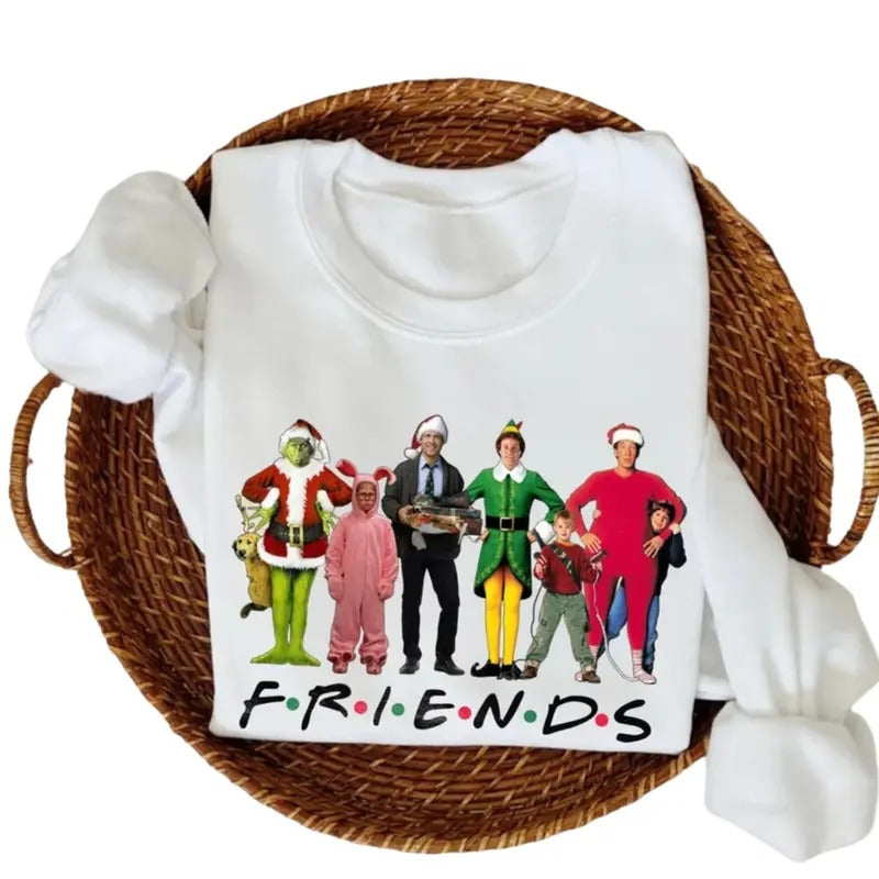 Christmas Friends Movie Characters Sweatshirt, Friends Movie Christmas Shirt, Vintage Movie Tee Shirt, Christmas Gift...