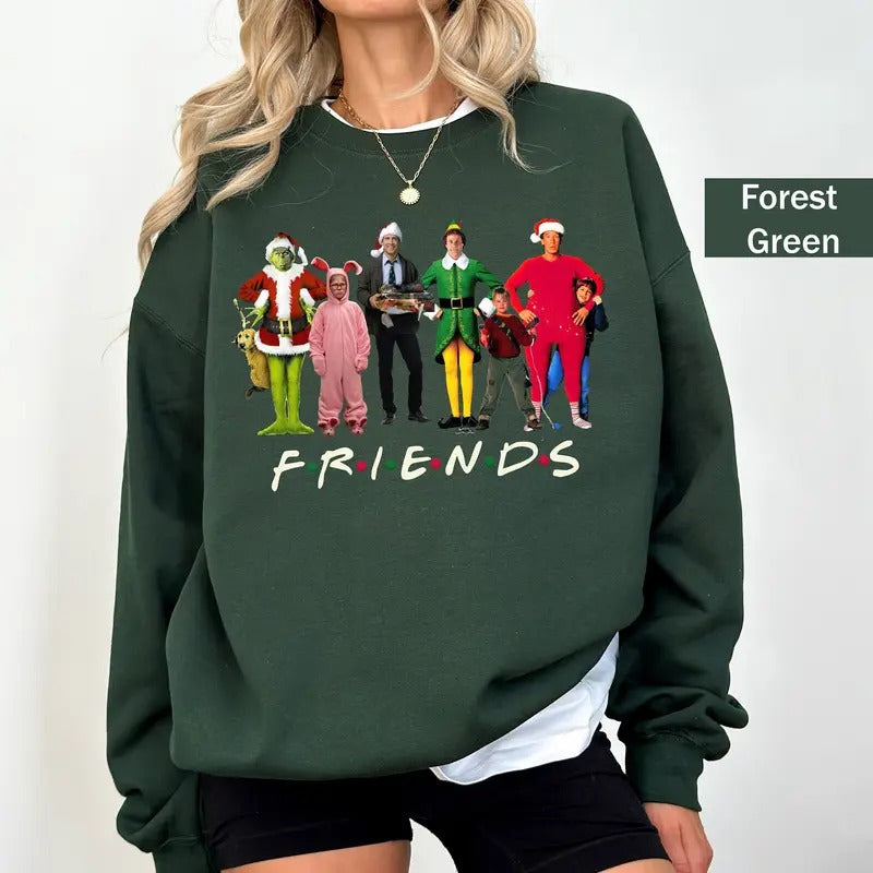 Christmas Friends Sweatshirt, Christmas Movie Watching Shirt, Funny Christmas Family Tee,  Xmas Gifts Hoodie