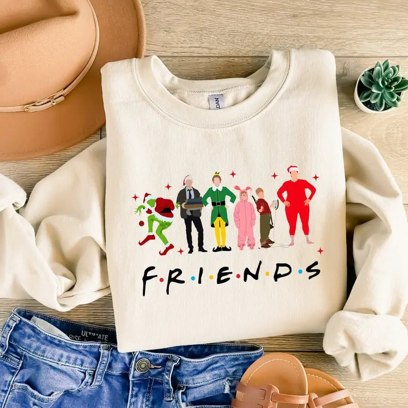 Christmas Friends Sweatshirts, Christmas Movie Tee, Funny Christmas Shirt, Christmas Party Sweater, 90's Movie sweater,...