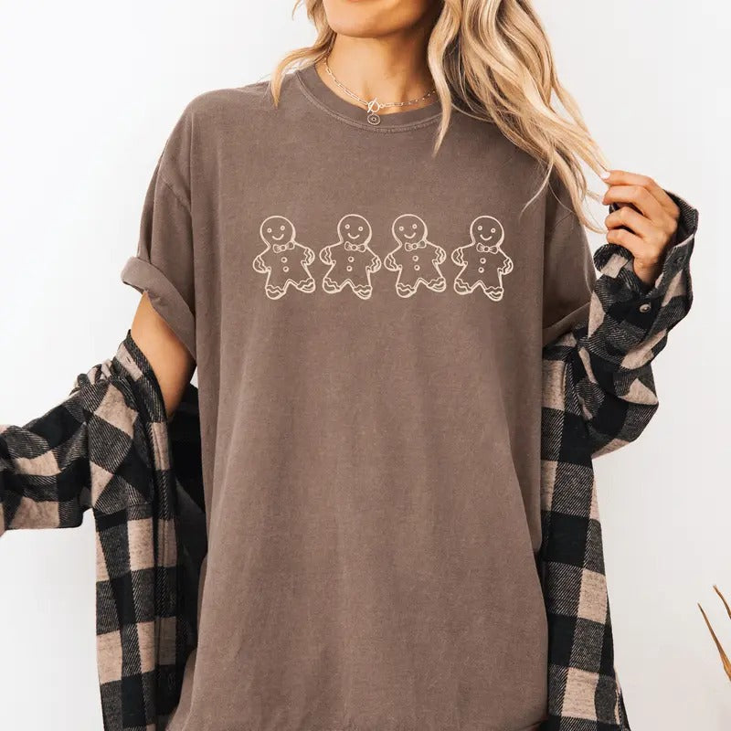 Christmas Gingerbread TShirt, Cute Holiday Gift, Comfort Colors Shirt, Casual Graphic Tee Hoodie, Sweatshirt