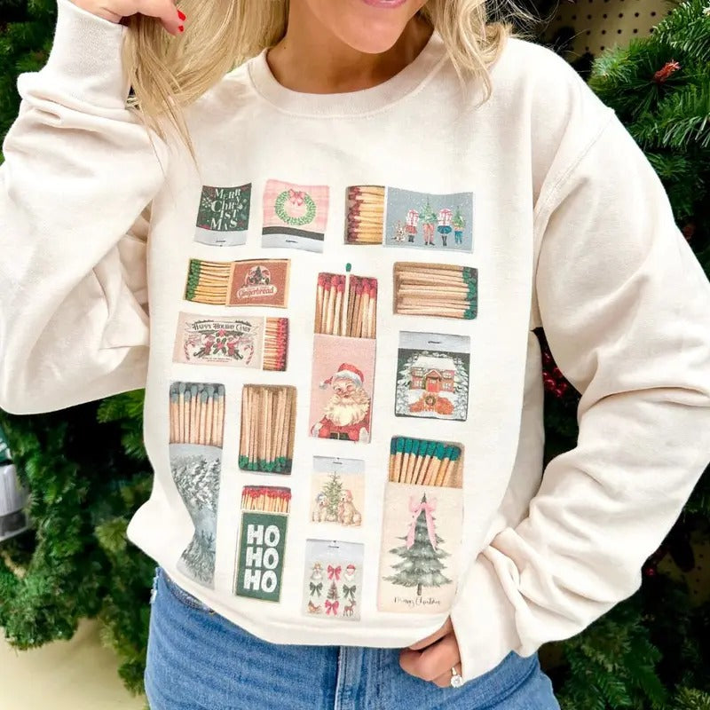 'Christmas Matchboxes' Crewneck Sweatshirt T-Shirts, Hoodie | HypeDripTees.com