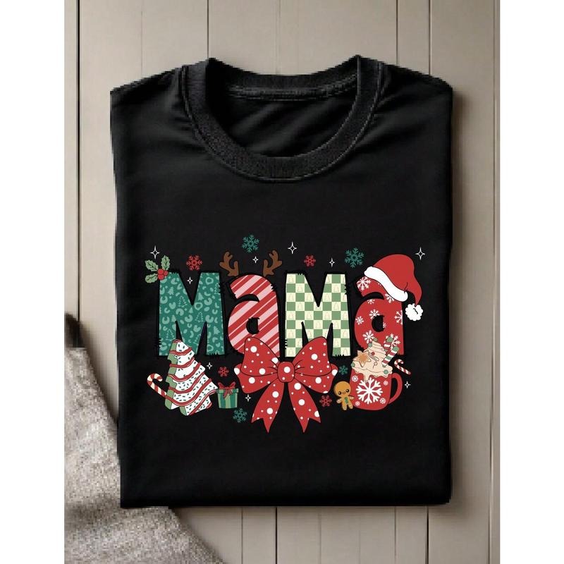 Christmas Mom Shirt X-Mas Mama T-Shirt Mama Claus X-Mas Outfit Funny Pregnancy Reveal Tee Maternity With Holiday Vibes...