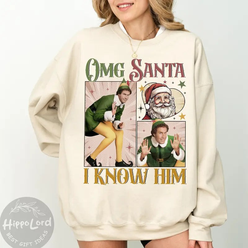 Christmas Movie Buddy The Elf Christmas Sweatshirt, Buddy The Elf Shirt, Funny Christmas  Cotton Crewneck Hoodie
