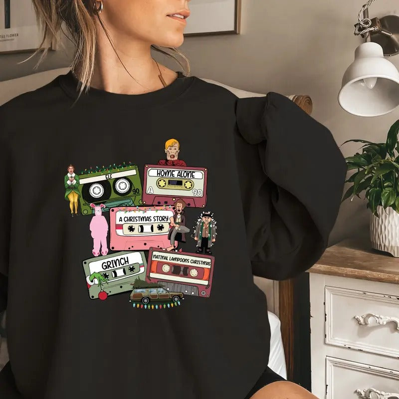 Christmas Movie Shirt, Christmas Movies Characters Hoodie, Christmas Song Sweatshirt,  Christmas Vintage Movie t-shirt,...