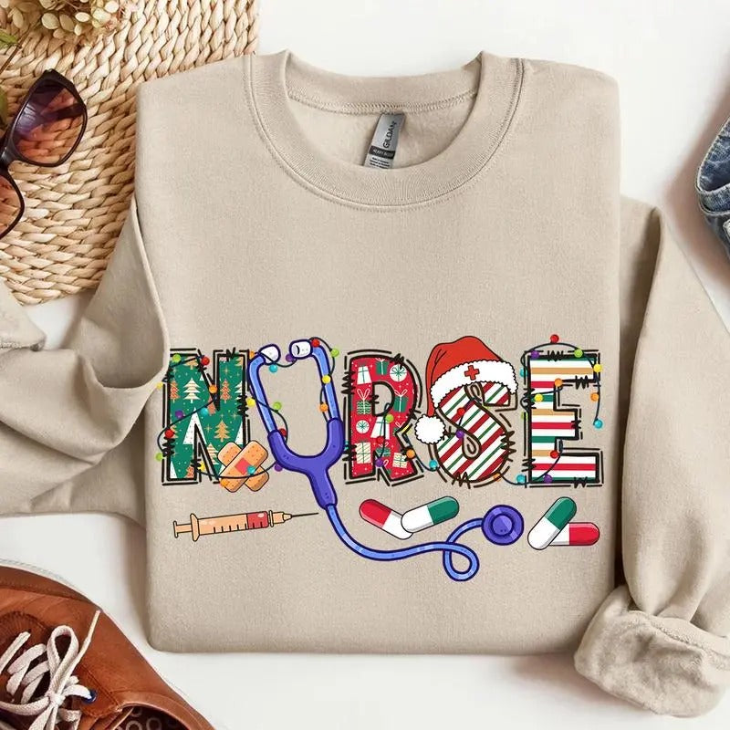 Christmas Nursing Sweatshirt, Nurse Christmas Sweater, Nurse Holiday Shirt, Christmas Gift for Nurse Hoodie