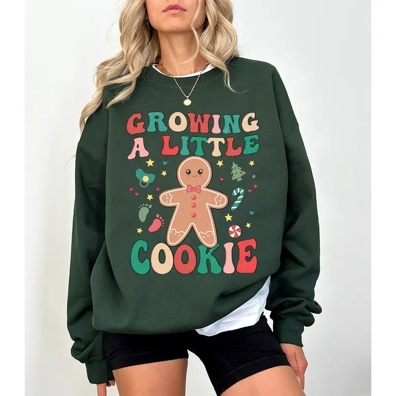 Christmas Pregnancy Announcement Sweatshirt, Maternity Christmas Shirt, Christmas Cookie Tee, Funny Baby Reveal, New Mom...