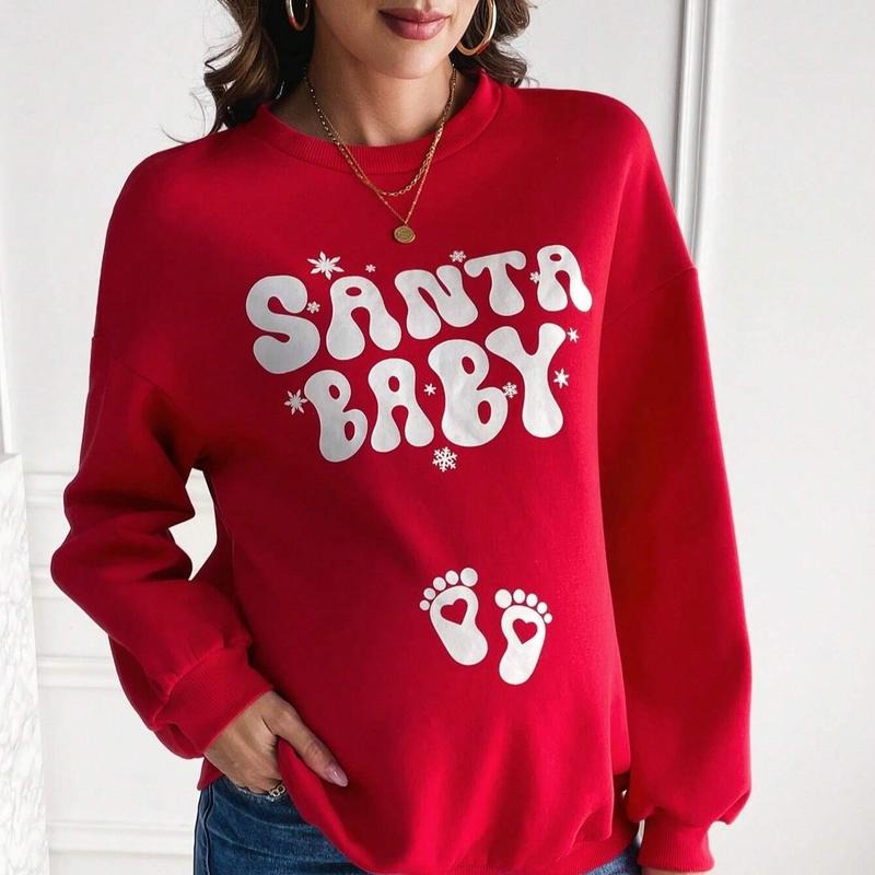 Christmas Pregnancy Announcement Sweatshirt, Santa Baby Shirt, Pregnant Unisex Crewneck Sweatshirt & Tshirt