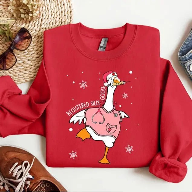 Christmas Registered Silly Goose For Nurse Shirt, RN Christmas Shirt, Nurse Practitioner Xmas Tee, Holiday Nurse...