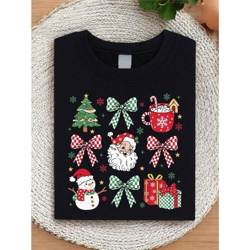 Christmas Season T-Shirt, Christmas Vibes Women Shirts, Coquette Christmas Tee, Christmas Santa Gift, Christmas Bow...