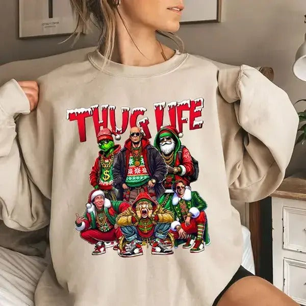 Christmas Shirt, Thug Life Christmas Shirt, Christmas Movies Shirt Hoodie, Sweatshirt | HypeDripTees.com