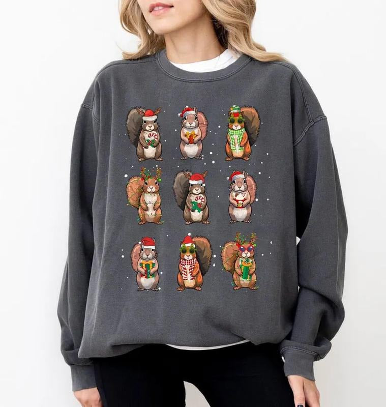 Christmas Squirrel Sweatshirt, Christmas Shirt, Squirrel Lover Gift, Christmas Animals Sweatshirt, Cute Squirrel Shirt Hoodie