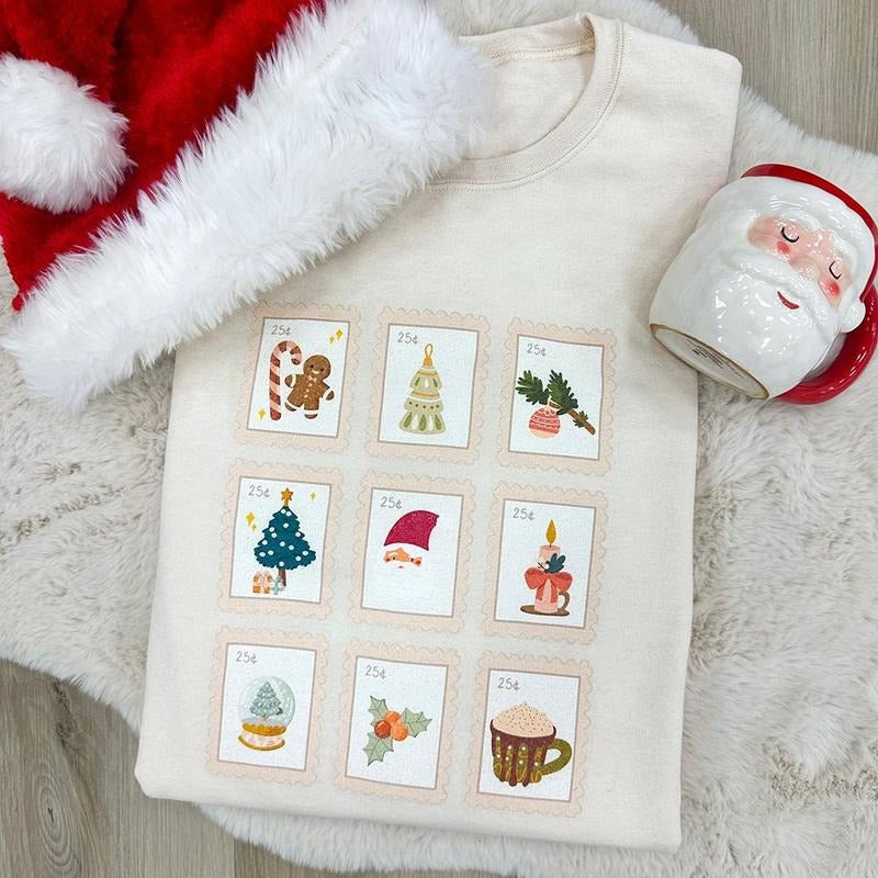 'Christmas Stamps' Crewneck Sweatshirt T-Shirts, Hoodie | HypeDripTees.com