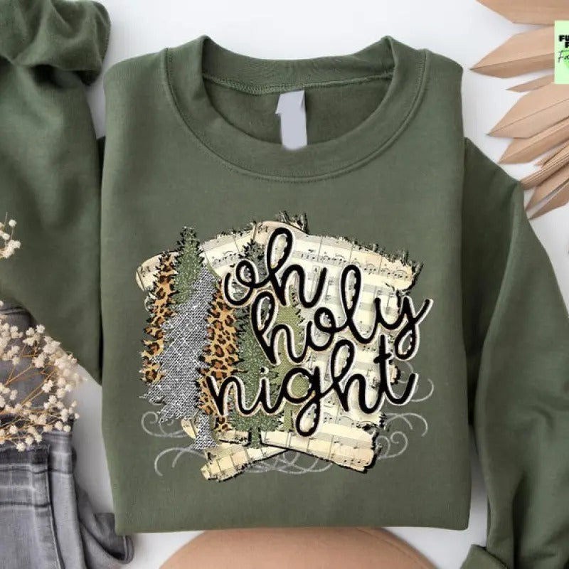 Christmas Sweater, Holiday Sweater, Christian Christmas Sweatshirt, Oh Holy Night, Christmas Song Sweater, Christian...
