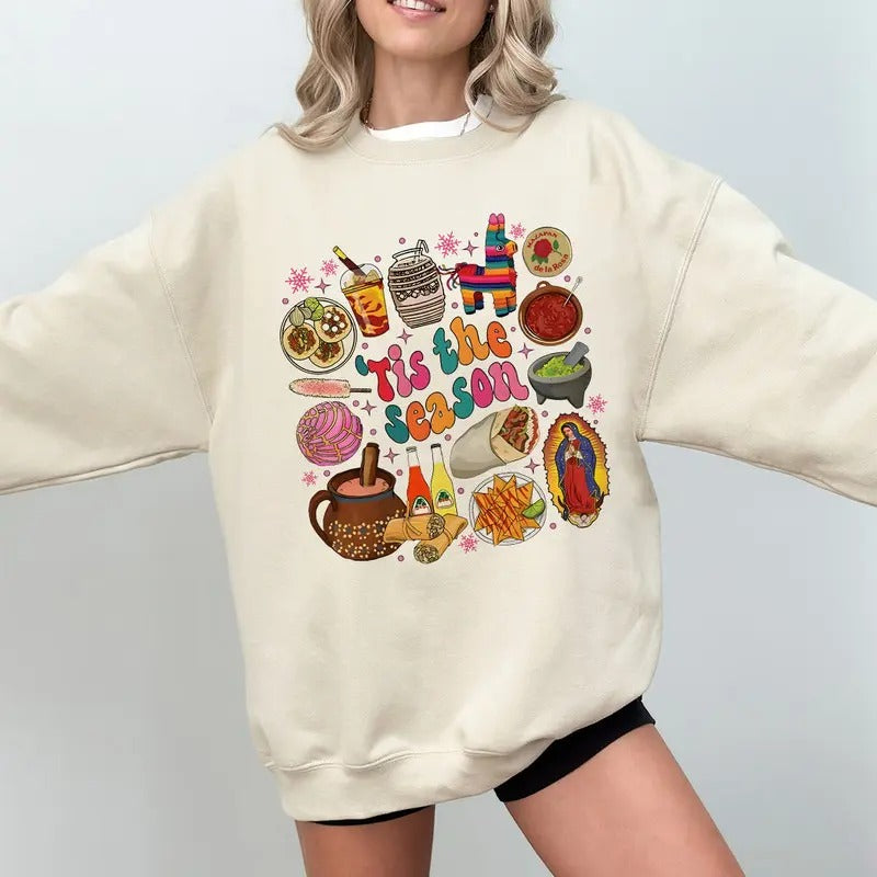 Christmas Tis The Season Sweatshirt, Mexican Christmas Hoodie, Spanish Christmas Sweater, Tamale Tumbler and Belt Bags...