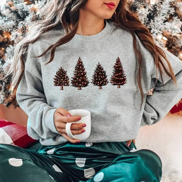 Christmas Tree Sweatshirt 100% Cotton - Crewneck Fabric Fit T-Shirts, Hoodie | HypeDripTees.com