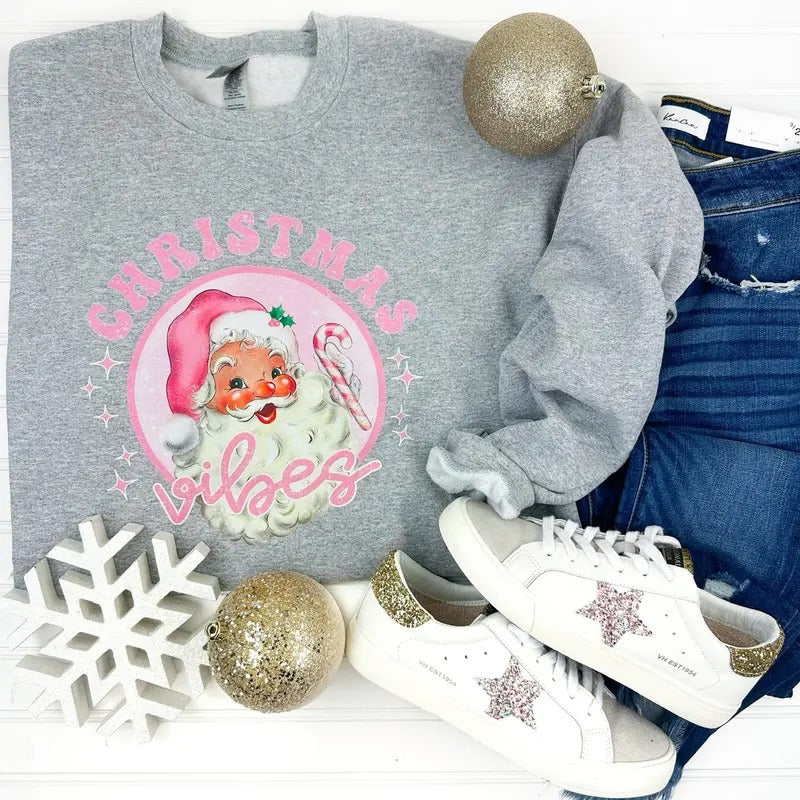 Christmas Vibes Retro Santa Sweatshirt T-Shirts, Hoodie | HypeDripTees.com
