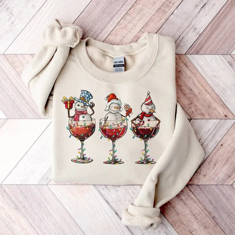 Christmas Wine Shirt, Christmas Spirits Sweatshirt, Snowmen Wine Shirt, Christmas  Wine Glasses Shirt, Christmas Gift,...