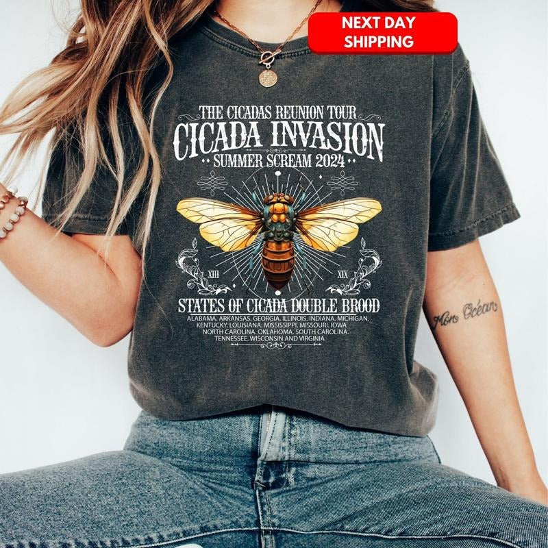 Cicada Shirt 2024 Cicada Emergence Unisex Jersey Short Sleeve Tee, Funny Cicada Concert Tee Hoodie, Sweatshirt