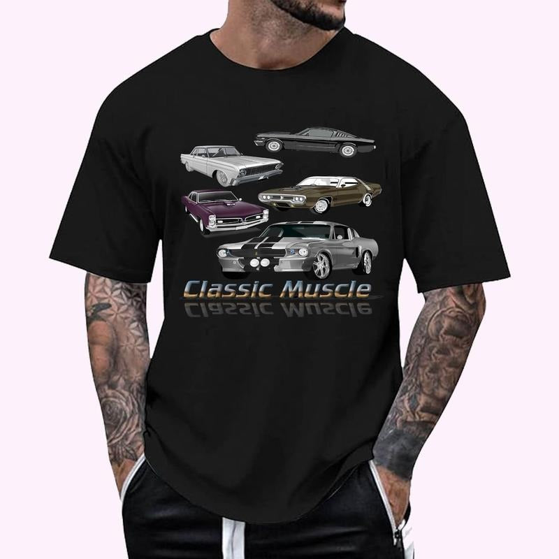 Classic American Muscle Cars Novelty T-Shirt , Unisex Cotton 100%, Top Menswear Hoodie, Sweatshirt | HypeDripTees.com