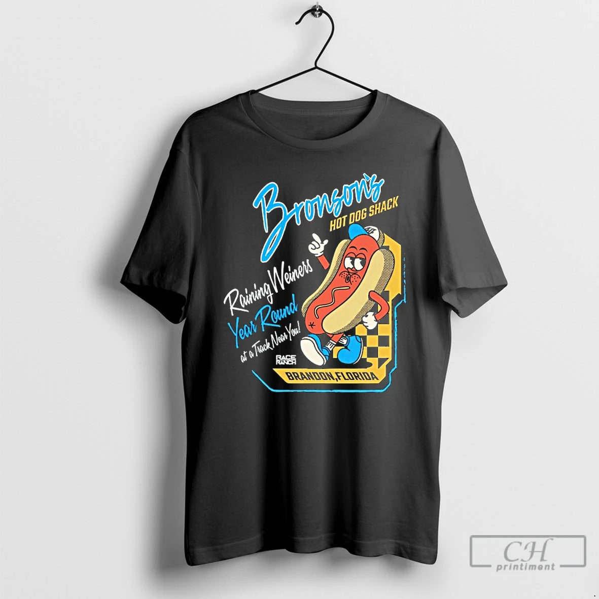 Classic Bronsons Hot Dog Shack Raining Weiners Year Round At A Track Near You T-Shirts, Hoodie, Sweatshirt | HypeDripTees.com