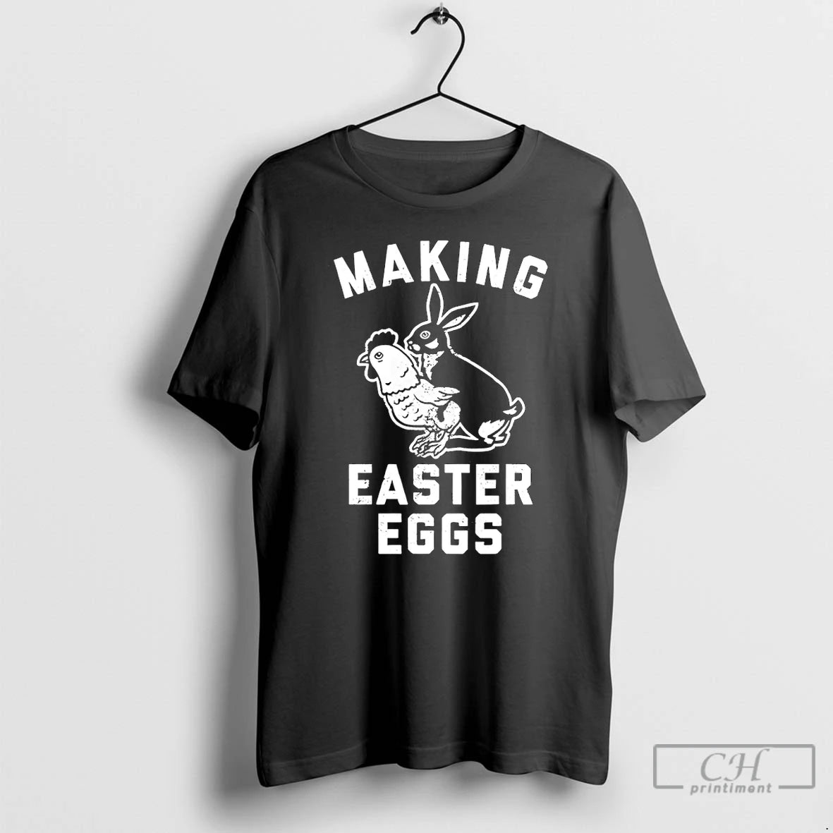 Classic Bunny Rooster Making Eggs Easter Day