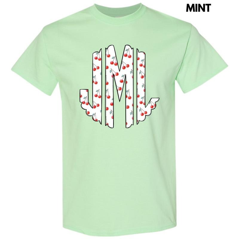 Classic Cherries Monogram Gildan Short Sleeve T-Shirt 'NLB' Hoodie, Sweatshirt | HypeDripTees.com