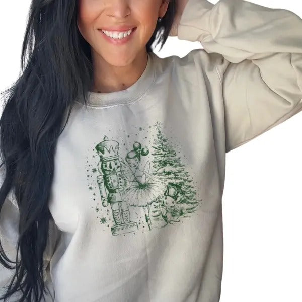Classic Christmas Nutcracker & Christmas Tree Sweatshirt | Festive Holiday Graphic | Cozy & Comfortable Pullover |...