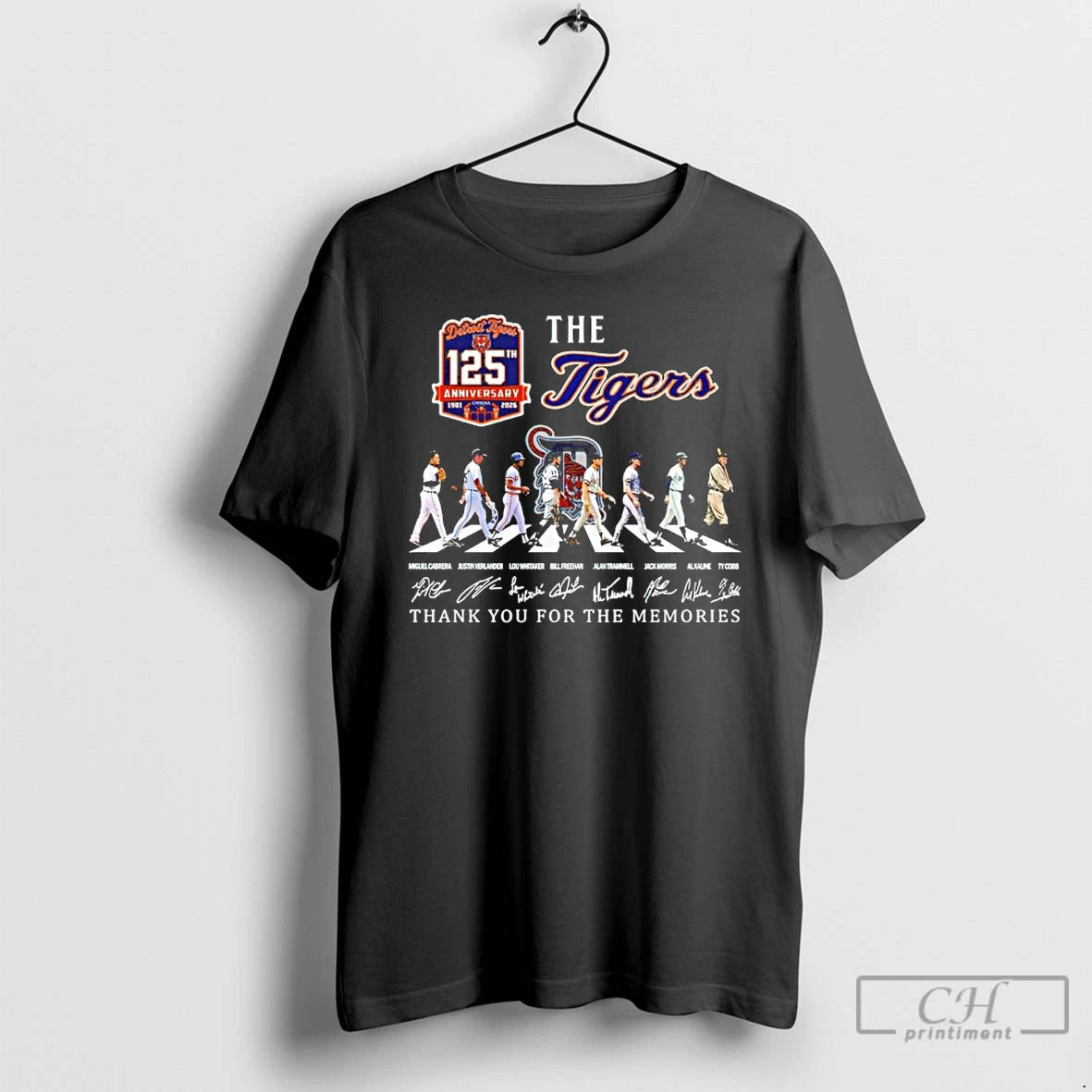 Classic Detroit Tigers 125th Anniversary Thank You For The Memories Signature Abbey Road T Shirts Hoodie, Sweatshirt