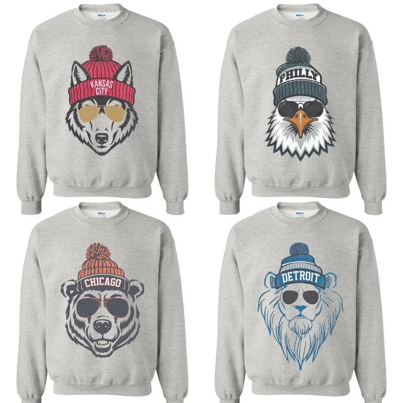 Classic Fit Retro Mascot Football All Team Ash Grey Sweatshirt - Cotton T-Shirts, Hoodie | HypeDripTees.com