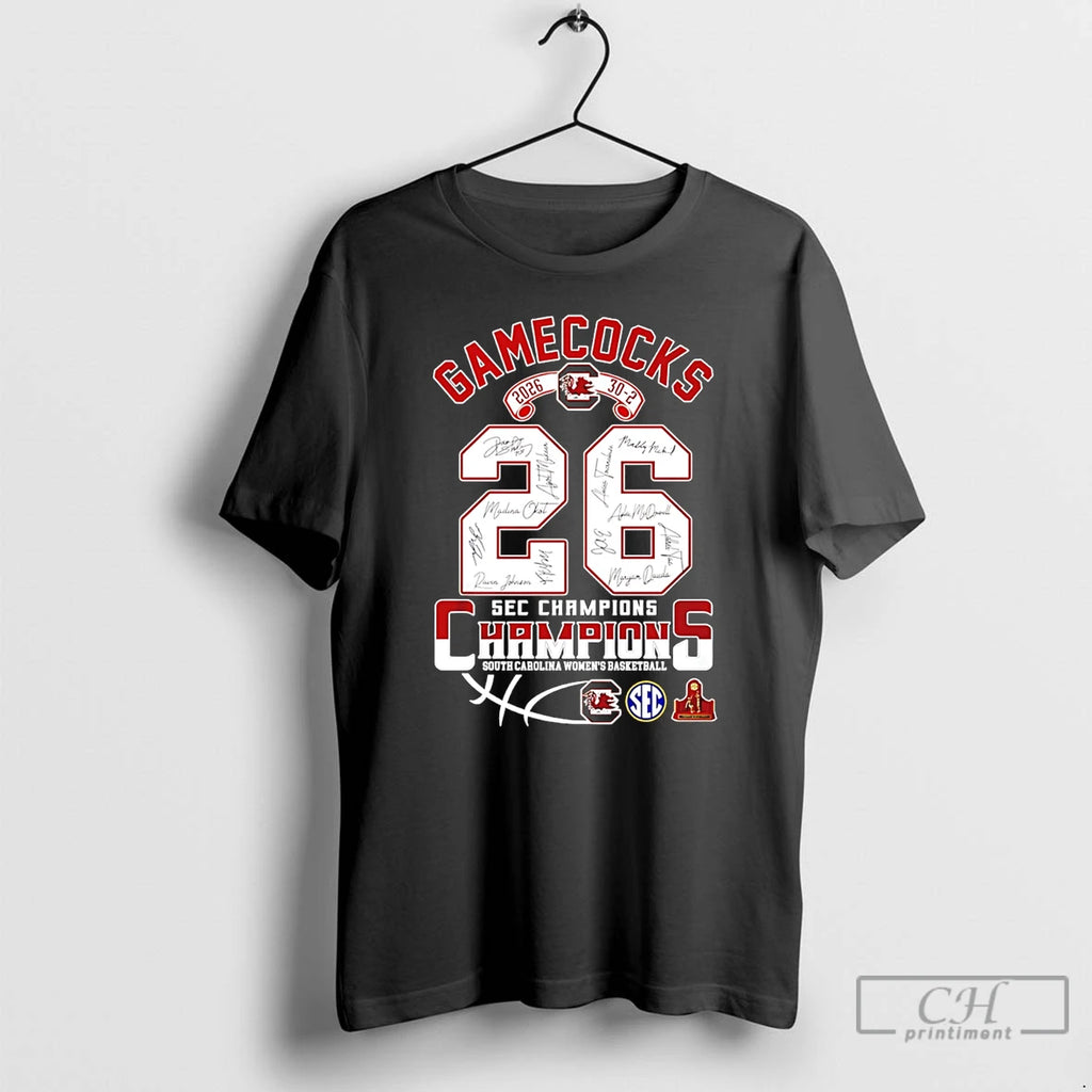 Classic Gamecocks Womens Basketball 2026 Sec Champions Signatures