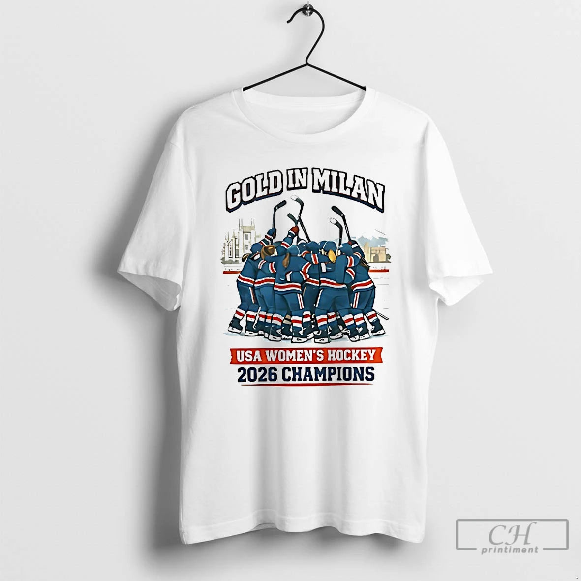 Classic Gold In Milan Usa Womens Hockey 2026 Champions T-Shirts, Hoodie, Sweatshirt | HypeDripTees.com