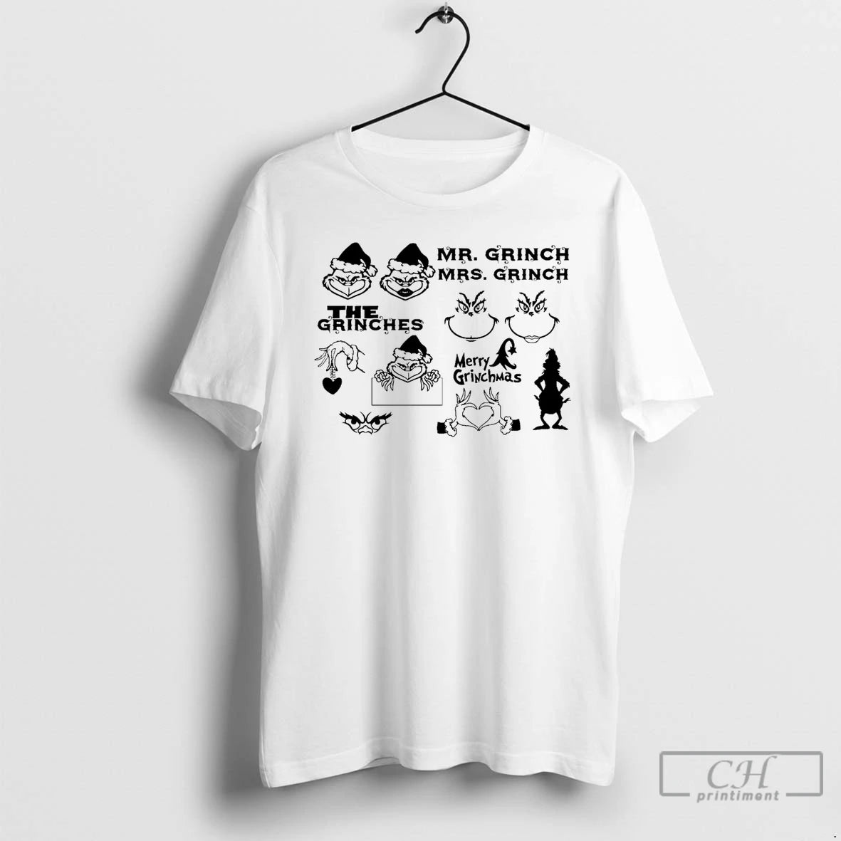 Classic Grinchy Mr Mrs Festive Grinchmas Christmas White T Shirts