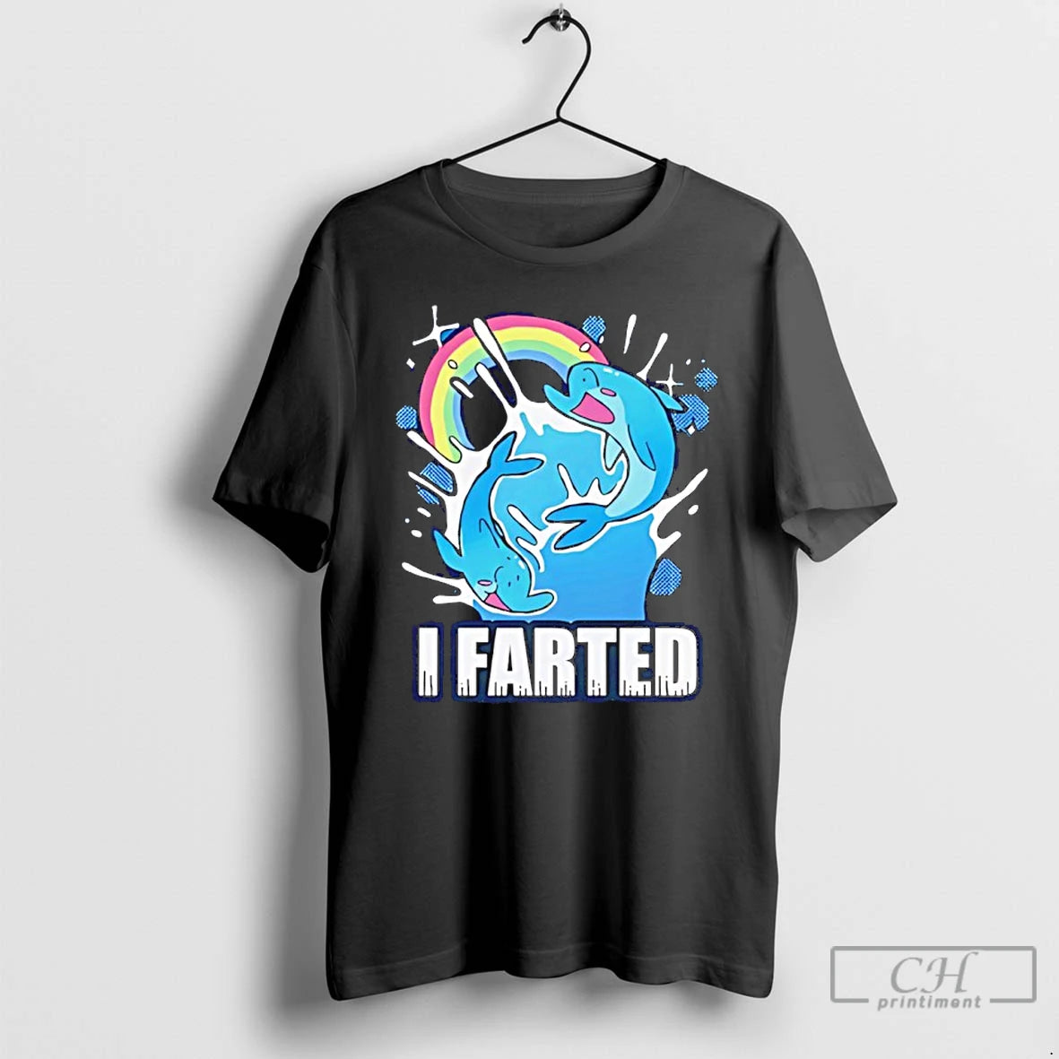Classic I Farted Dolphin Rainbow Cartoon T-Shirts, Hoodie, Sweatshirt | HypeDripTees.com