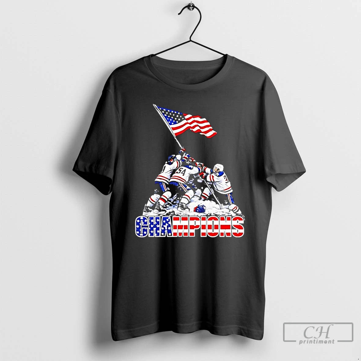 Classic Ice Hockey Champions 2026 Usa Players Raising Flag Graphic T-Shirts, Hoodie, Sweatshirt | HypeDripTees.com