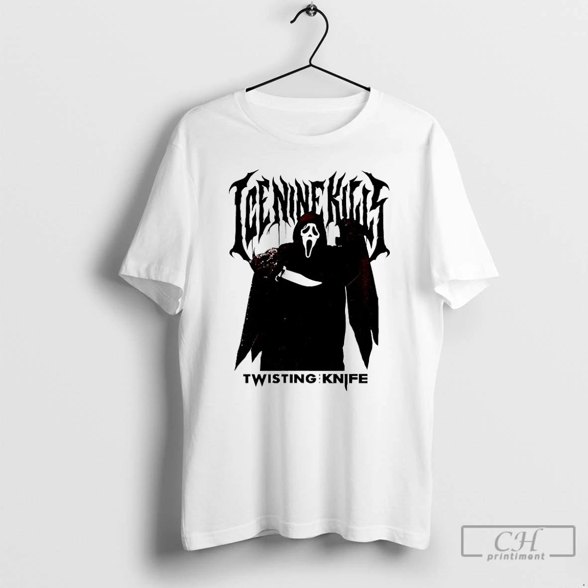 Classic Ice Nine Kills X Ghost Face Twisting The Knife T-Shirts, Hoodie, Sweatshirt | HypeDripTees.com