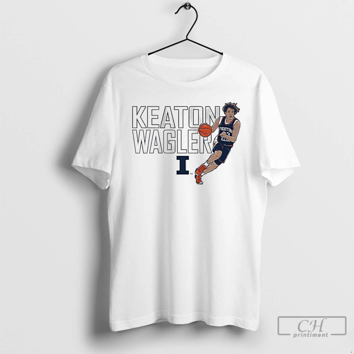 Classic Illinois Fighting Illini Basketball Keaton Wagler Name Pose