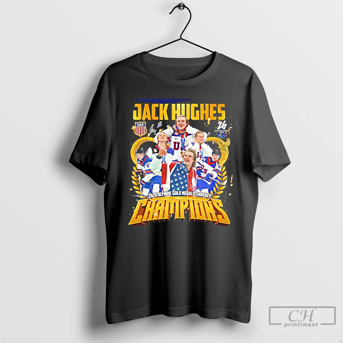 Classic Jack Hughes 2026 Olympic Gold Medalist Hockey Champions T-Shirts, Hoodie, Sweatshirt | HypeDripTees.com