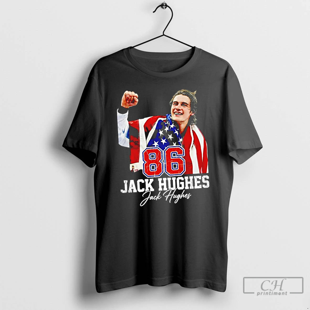 Classic Jack Hughes 86 Usa Hockey Olympic Gold 2026 American Flag T-Shirts, Hoodie, Sweatshirt | HypeDripTees.com