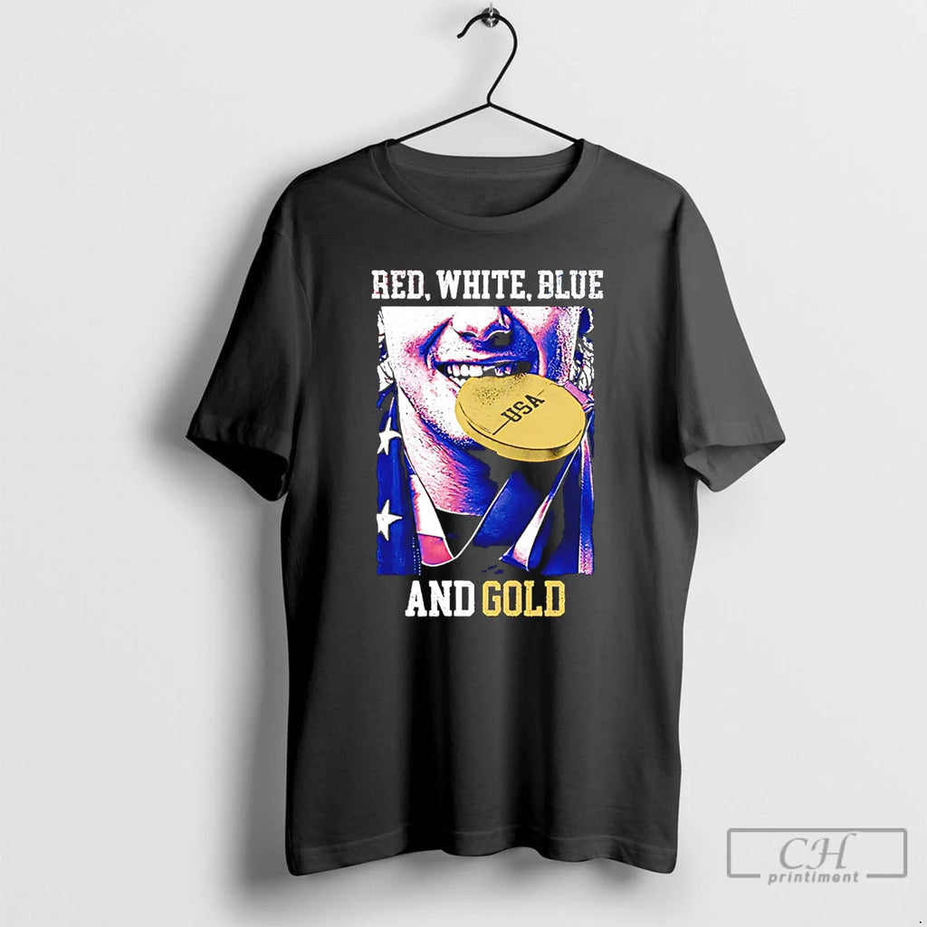 Classic Jack Hughes Red White Blue And Gold Usa Hockey 2026 Winter Olympics T Shirts