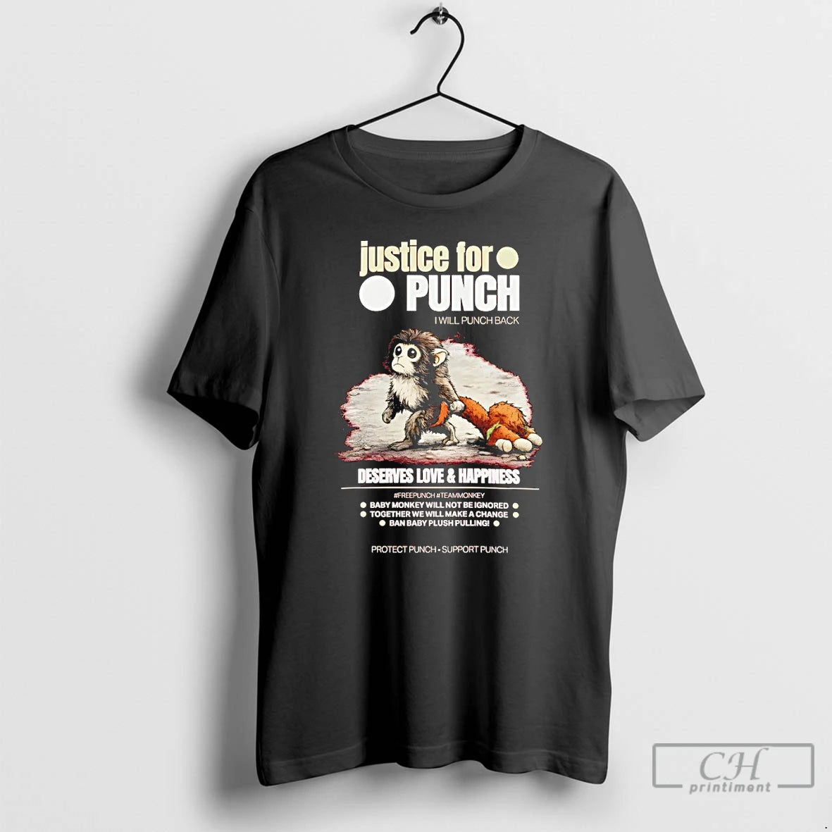 Classic Justice For Baby Monkey Punch I Will Punch Back Deserves Love And Happiness T-Shirts, Hoodie, Sweatshirt